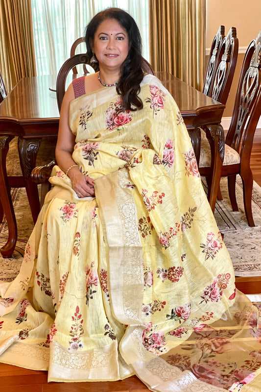 Linen Silk Saree - AW1023LS