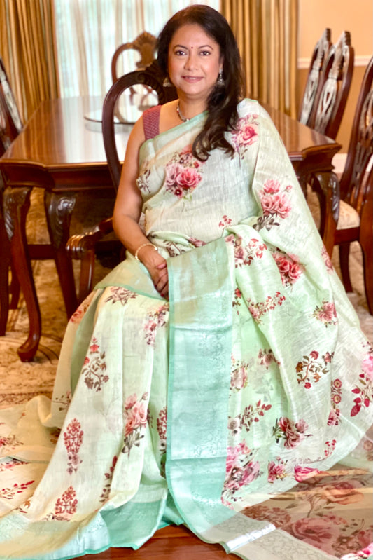 Linen Silk Saree - AW1025LS
